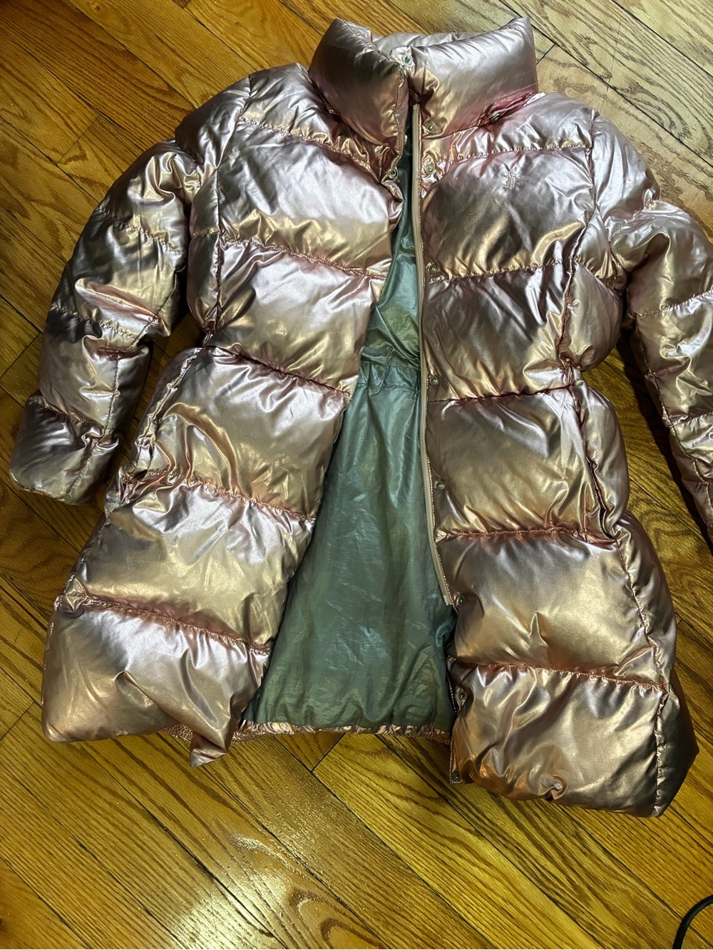 Polo by Ralph Lauren Metallic Pink Rose Puffer Coat